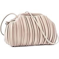 NIUEIMEE ZHOU Ruched Dumpling Bag for Women PU Leather Cloud Handbag Clutch Purse Retro Shoulder Crossbody Bags
