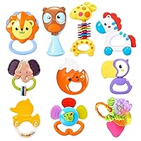 Baby Rattles Teether 0-6 Months Toys, Babies Infant Grab Shaker and Spin Rattle Sensory Teething Toy Early Educational Toys for 0,3,6,9,12 Month Newborn Toys Baby Boy Girl …