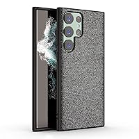 Samsung Galaxy S23 Ultra Case, Smooth Fabric Case Soft TPU Side Edges, Anti-Slip and Shock-Proof, Cloth Art Style Hard Cover for Galaxy S23 Ultra, Fashion and Lightweight-Black
