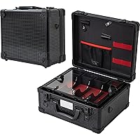 Professional Barber Case, Stylist Tool Box Organizer &n Traveling Suitcase with Removable 4 Clippers Tray Holder, Storage for Shears, Combs, Brush, Hair Accessories and Hairdresser Supplies