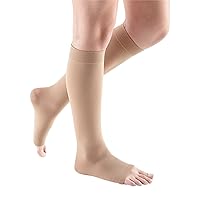 mediven Comfort for Women, 20-30 mmHg – Open Toe Leg Circulation, Calf High Compression Stockings for Women, Semi-Transparent Leg Support Compression Hosiery , V, Natural
