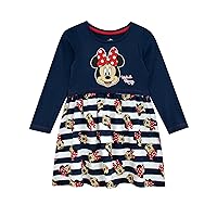 DISNEY Minnie Mouse Dress | Minnie Mouse Clothes | Long Sleeve Dress for Girls | Ages 18 Months to 8 Years | Blue | 6