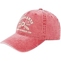 Harry Potter Dad Hat, Hogwarts Quidditch World Cup Adjustable Cotton Baseball Cap with Curved Brim, Red, One Size