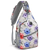 ZOMAKE Sling Bag for Women Men:Small Crossbody Sling Backpack - Mini Water Resistant Shoulder Bag Anti Thief Chest Bag Daypack for Travel Hiking Sports(Color Chrysanthemum)