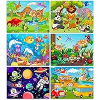 Roberly Wooden Puzzles for Kids Ages 4-8, 60 Pieces Jigsaw Puzzles for Kids 3 4 5 6 7 8 Preschool Learning Educational Puzzle Toys Set for Boys Girls - Dinosaur, Ocean, Animal, Insect, Space, Vehicles