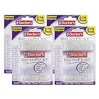 The Doctor's BrushPicks, Interdental Brushes and Dental Pick 2-in-1, Plaque Remover for Teeth, 275 Toothpicks, 4 Pack