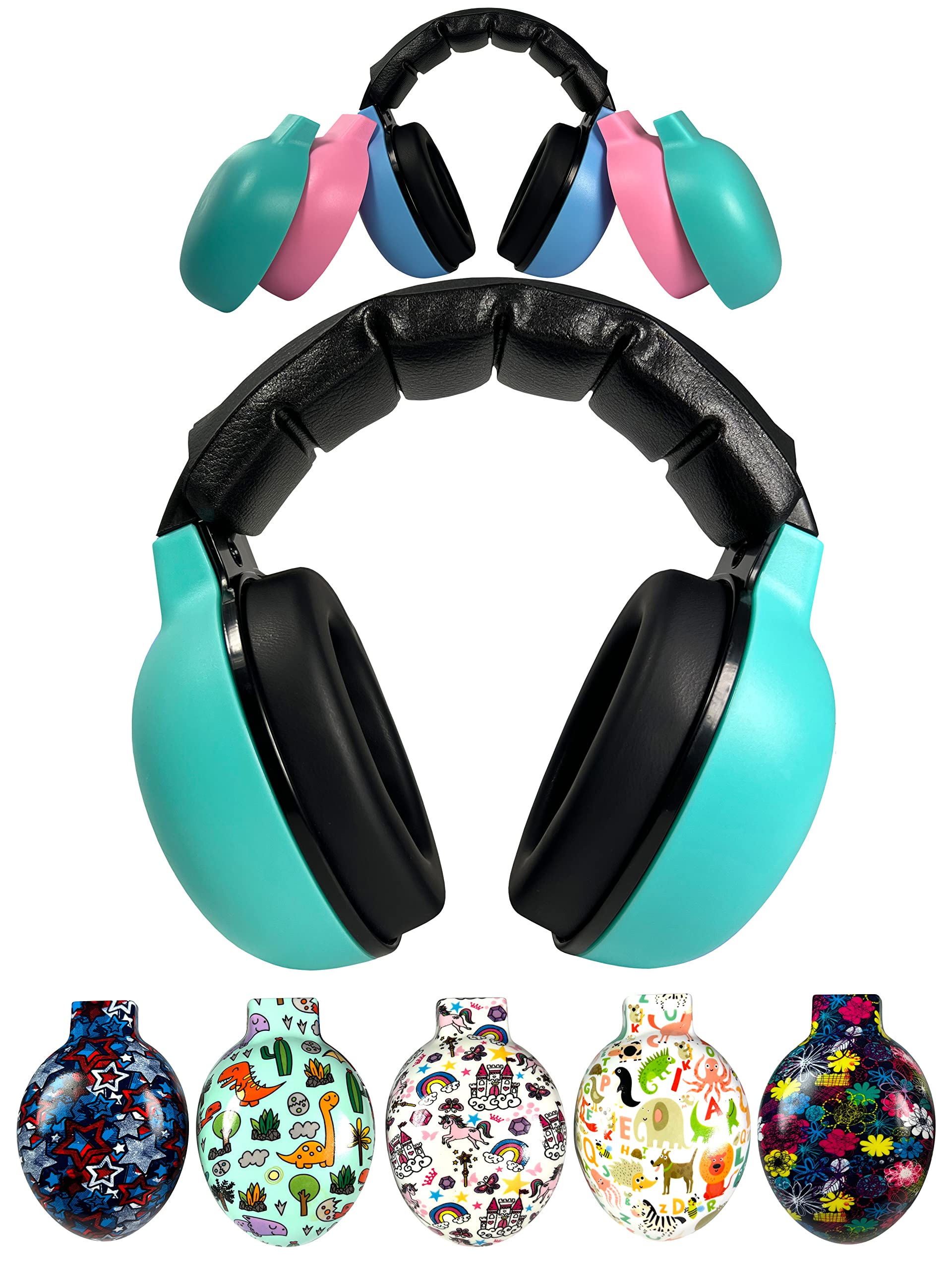 ZIPZ Baby & Toddler Earmuffs PLUS 1 Extra Set of Cars/Trucks Shells – Innovative Design – Change Colors with Magnetic Shells – Hearing Protection Headphones 0-4 yrs