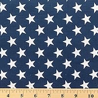 American Star Navy Blue Print Poly Cotton Fabric by The Yard, 58”/60” Wide