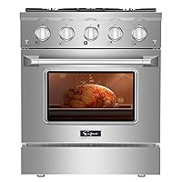 Empava Freestanding Slide-In Gas Range,4.2 cu. ft. Pro-Style Single Oven with 4 Sealed Ultra High-Low Burners-Heavy Duty Continuous Grates in Stainless Steel,30 Inch