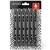 Black Fabric Markers, Set of 6, Dual-Tip Permanent Laundry Pen Set, Art Supplies to Create Fade-Proof Designs on Shirts, Shoes & Canvas