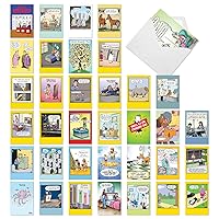 NobleWorks 36 Assorted Box Set Hysterical Everyday Mixed Occasions Greeting Cards w/5 x 7 Inch Envelopes (36 Designs, 1 Each) Fun Toons AC10047EXG-B1x36