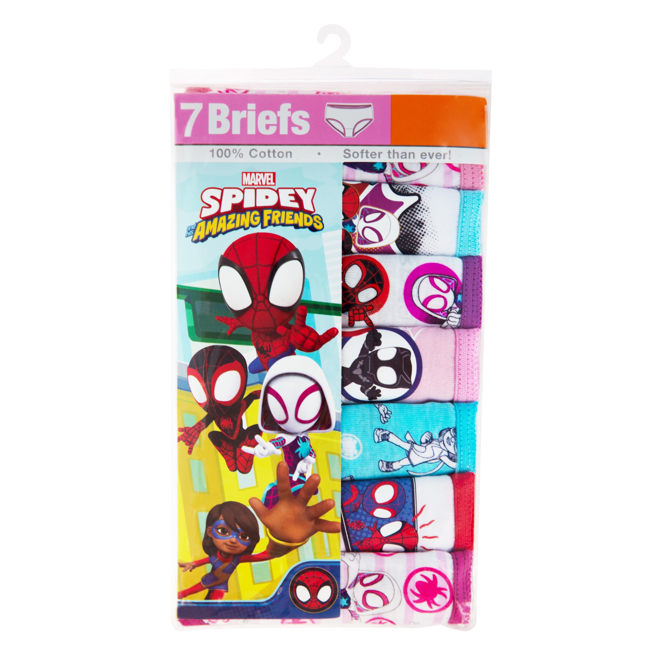 Marvel Girls' Spiderman & Ghost Spider Amazon Exclusive Toddler 7-Pack of 100 Panties and 4-Pack Cotton Span Blend, 2/3t-10