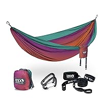 DoubleNest Hammock with Atlas Straps - Lightweight, Portable, 1 to 2 Person Hammock - for Camping, Hiking, Backpacking, Travel, a Festival, or The Beach - Fade/Seaglass