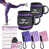 Ankle Resistance Bands with Cuffs, Ankle Bands for Working Out, Ankle Band Cuff for Kickbacks Hip, Leg Glute Exercise Equipment with Training Poster, Resistance Band with Ankle Cuffs for Women
