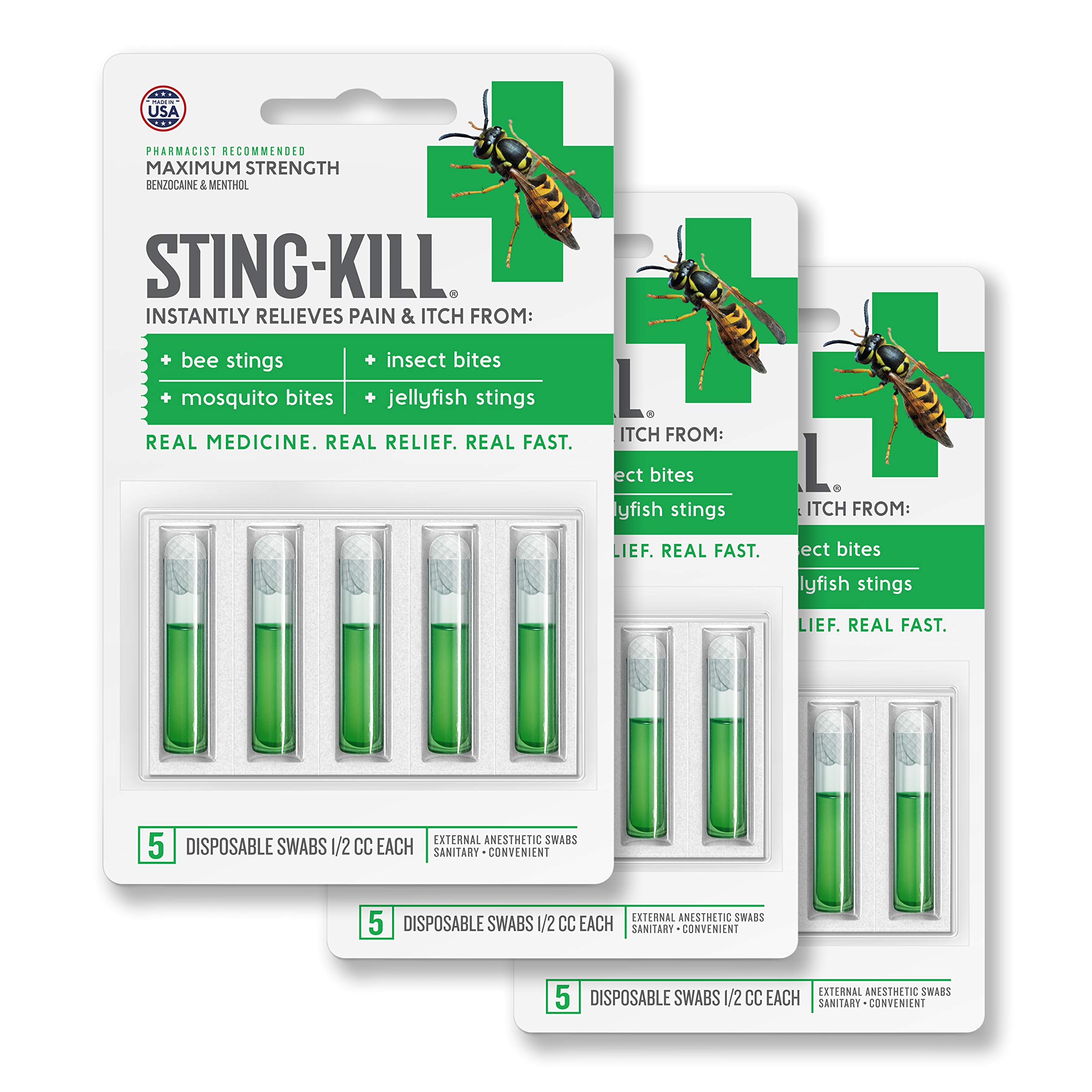Sting-Kill Disposable Swabs 5 Each (Pack of 3)