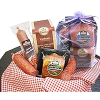 Schlemmerbox Sausage Gift & Coffee Set Roasted Coffee Beans Salami Ham Smoked on Beech Wood Delicatessen Gift Set for Men and Women with Coffee Whole Bean