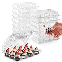 Stock Your Home Mini Disposable Plastic Cupcake Containers (20 Pack) 12 - Count Tray Compartment, Small or Mini Cupcakes Box/Holder/Carrier with Clear Connected Dome Lid, BPA Free