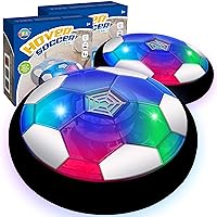 Hover Soccer Ball Toys for Boys, 2 Soccer Balls with Soft Foam Bumpers﻿, Indoor Outdoor Air Floating Hover Ball Football Game Kids Gifts Toys for Age 3 4 5 6 7 8 9 10-16 Year Old Boys