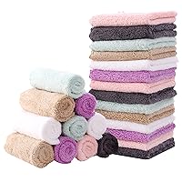 Baby Washcloths, 24 Pack - 8x8 Inches, Small Burp Cloths and Baby Wipes - Microfiber Coral Fleece Ultra Absorbent and Soft for Newborn, Infant and Toddlers - Multicolored