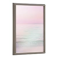 Kate and Laurel Blake Dreamy Pastel Seascape Framed Printed Dry-Erase Glass Wall Art by Dominique Vari, 18x24 Gray, Functional Coast Art for Wall