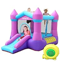 Toddler Bounce House with Blower for Kids 3-8, Inflatable Bouncy Jumping Castle with Slide, Indoor/Outdoor Pink Bouncer House, 82011B