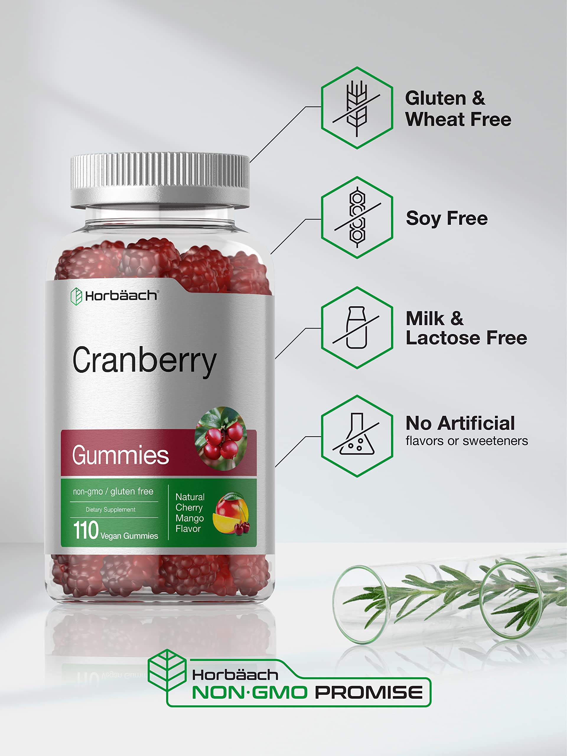 Cranberry Gummies | 110 Count | Vegan, Non-GMO, and Gluten Free Supplement | High Potency Extract Formula | by Horbaach