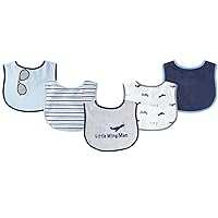 Luvable Friends Unisex Baby Cotton Terry Drooler Bibs with PEVA Back, Airplane, One Size