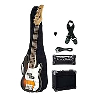 Raptor EB38CO-TS 3/4 Size Kids Junior 4 String Electric P Bass Package, Tobacco-Burst with Gig Bag, Strap, Cable, Pick, 5 W amp, 38