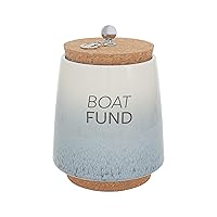 Pavilion - Boat Fund 6.5-inch Unique Ceramic Piggy Bank Savings Bank Money Jar with Cork Base Cork Lid with Hanging Anchor Charm, Ombre Blue