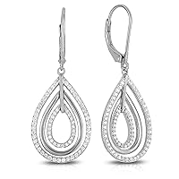Natalia Drake Teardrop Dangle Leverback 1/2 Cttw Diamond Earrings for Women in Rhodium Plated 925 Sterling Silver