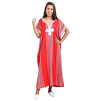Moroccan Caftans Women Light Weight Linen Handmade Small to Large Red