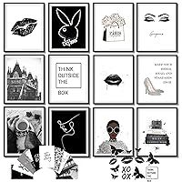 97 Decor Black and White Posters for Room Aesthetic - Black and White Wall Decor, Black and White Room Decor for Teen Girls, Boy Play Bunny Art Prints, Photo Picture Bedroom Decoration (8x10 UNFRAMED)