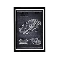 Wynwood Studio Sports Cars and Automobiles Man Cave Framed Wall Art Painting Photography Print 'Lamborghini Gallardo' Supercar Home Décor for Men, Gearheads, in Black and White, 19x13
