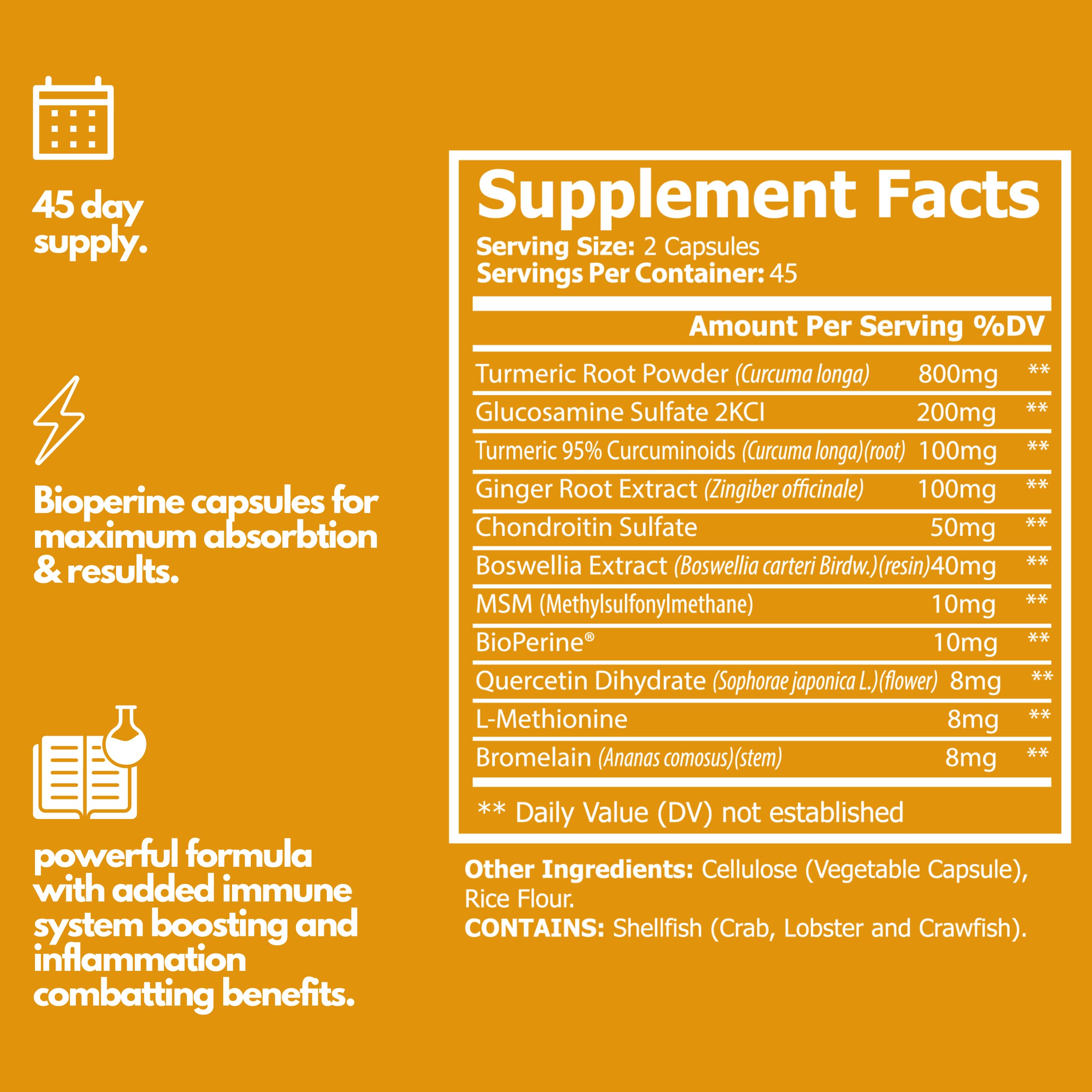 Turmeric Curcumin with Bioperine Ginger and Glucosamine - Natural Joint Support with 95% Standardized Curcuminoids for Maximum Potency & Absorption