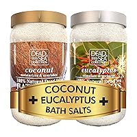 Bundle-Dead Sea Collection Bath Salts Enriched - Coconut and Eucalyptus - Natural Salt for Bath - Large 34.2 OZ. - Nourishing Essential Body Care for Soothing and Relaxing Your Skin and Muscle