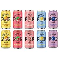 Culture Pop Sparkling Probiotic Soda 5 Flavor Variety Pack 40 Calories per can, Vegan, Non-GMO | 12 Fl Oz Cans Pack of 10