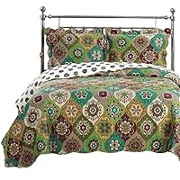 Royal Hotel Bedding Bonnie Oversized Coverlet Set, Luxury Printed Design Quilt, Bedspread Set - Filled Quilts - Fits Pillow top Mattresses - 3PC Set - Queen Size