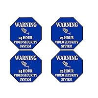 4 Pack Warning Security Video Camera Surveillance Monitored 24 Hour Sign Sticker Decal Window Door Indoor Outdoor 5x5 Inch