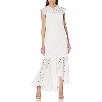 Shoshanna Women's High-Low Cap Sleeve All-Over Lace Dress