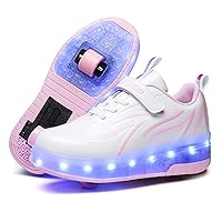HHSTS Kids Shoes - New Upgraded with Wheels LED Light Color Shoes Shiny Roller Skates Skate Shoes Simple Kids Gifts Boys Girls The Best Gift for Party Birthday Christmas Day