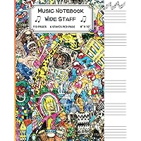 Wide Staff Graffiti Music Notebook: Music Writing Notebook | 6 Staves Per Page | Blank Sheet Music | 8