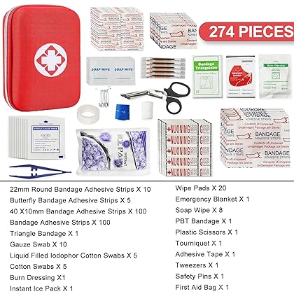 First Aid Kit Home 274PCS Emergency Kit Home Supplies First Aid Kits for Car Camping Essentials for Adventures Boat Public YIDERBO