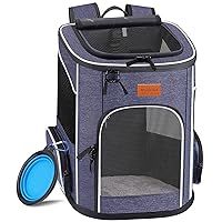 Cat Carrier Backpack, Foldable Pet Carrier Backpack for Cats and Small Dogs, Dog Backpack Carrier with Ventilated Design Inner Safety Strap, Puppy Carrier Bag for Travel Camping Hiking blue