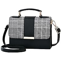PIENSE Women's Mini Shoulder Bag Handbag 2-Way Small Plaid PU Leather Lightweight