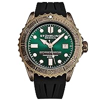 Stuhrling Original Mens Swiss Automatic Depthmaster Heritage Dive Watch with Rubber Strap