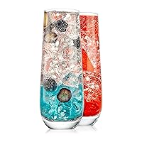 NutriChef 14.2oz Highball Drinking Glasses - Set of 2 Heavy Base Tall Tumbler Clear Glassware for Water, Wine, Beer, Liquor, Gin, Cocktail, Whiskey, Juice, Iced Coffee, Mixed Drinks, Dishwasher Safe