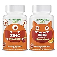 Kids Zinc 15mg Chewables + Iron 10mg + Vitamin C Chewables Bundle