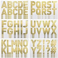 232 Pieces 24 Sheets Large Letter Stickers Big Font Alphabet Letter Number Stickers 2.5 Inch Self Adhesive Letters Number Kit Mailbox Stickers for Mailbox Presentation (Gold, Letter)