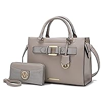MKF Crossbody Tote Bag for Women & Wristlet Wallet Purse Set – PU Leather Top-Handle Satchel Shoulder Handbag Black