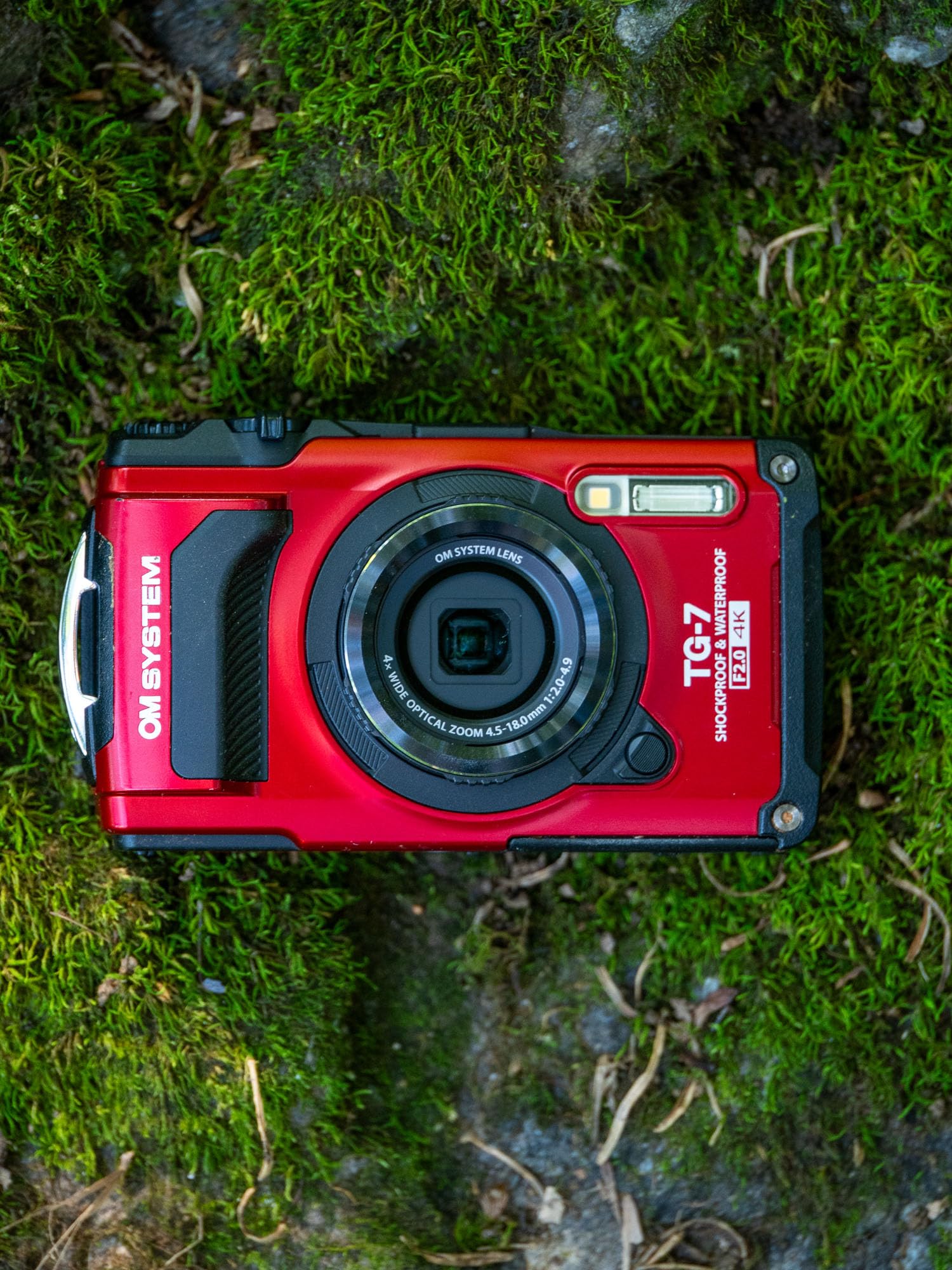 OM System Tough TG-7 Red Underwater Camera, Waterproof, Freeze Proof, High Resolution Bright, 4K Video 44x Macro Shooting